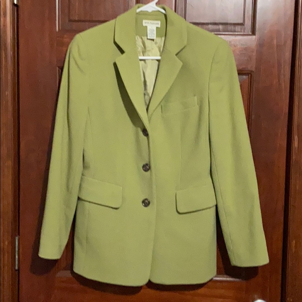 Ann Taylor Pea Green Wool/Cashmere Blazer